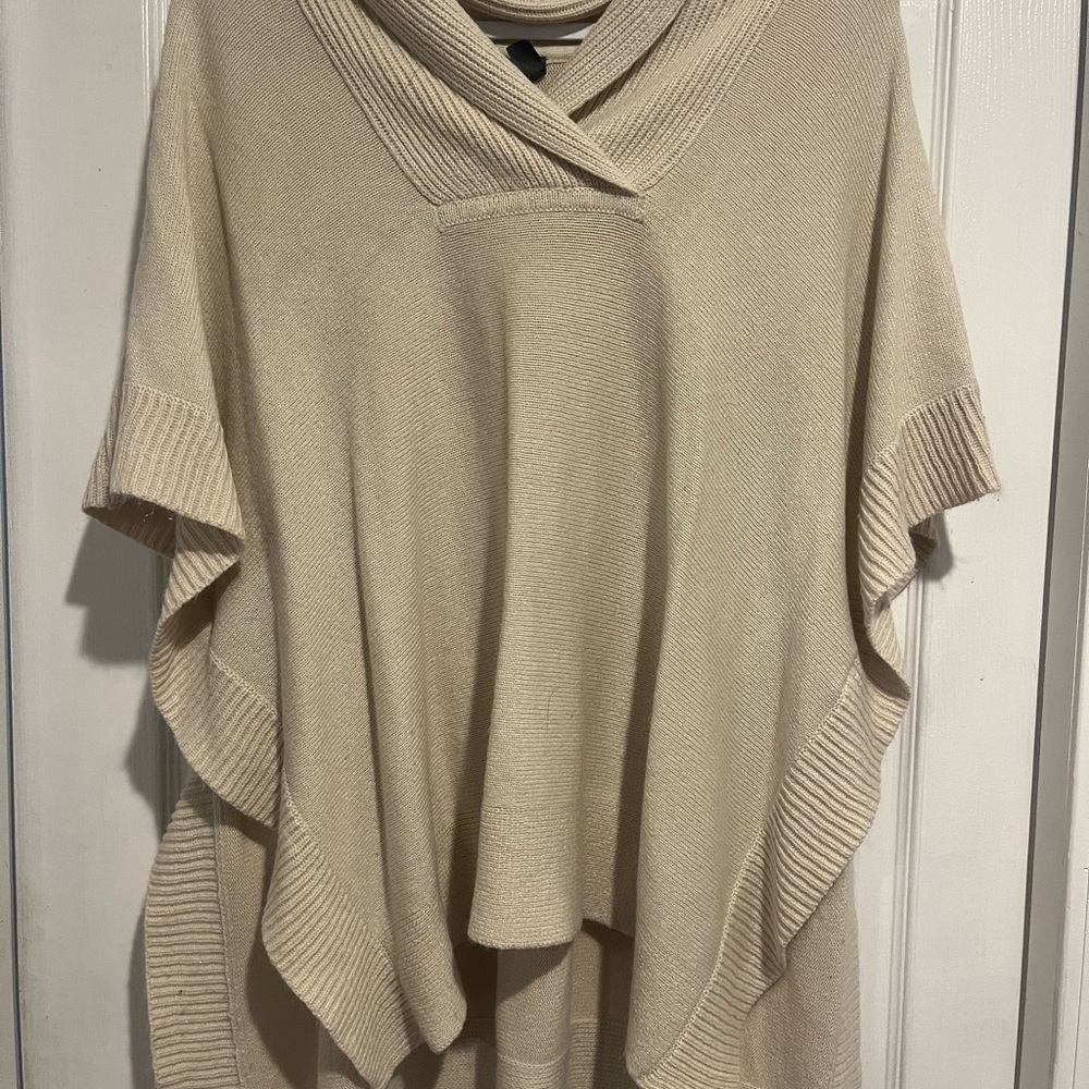 Alya Cream Knit Poncho Sweater (Size S/M)